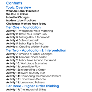 Changing Labor Practices And Unions Worksheet Activity Booklet