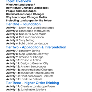 Changing Landscapes Over Time Worksheet Activity Booklet