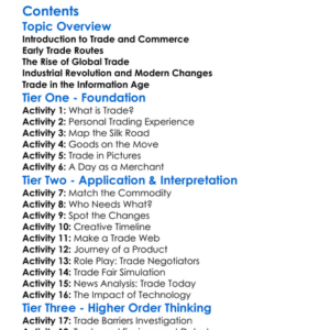 Changing Patterns Of Trade And Commerce Worksheet Activity Booklet