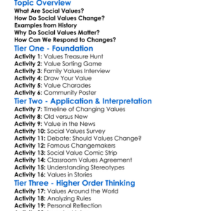 Changing Social Values Worksheet Activity Booklet