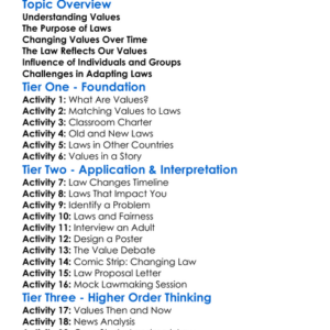 Changing Values And The Law Worksheet Activity Booklet