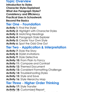 Character And Paragraph Styles Worksheet Activity Booklet