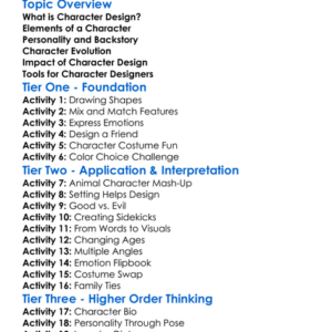 Character Design Worksheet Activity Booklet
