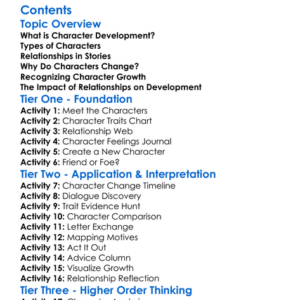 Character Development And Relationships Worksheet Activity Booklet
