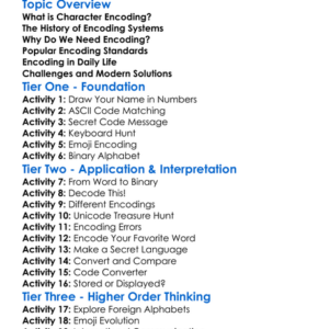 Character Encoding Worksheet Activity Booklet