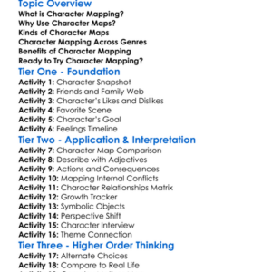 Character Mapping Worksheet Activity Booklet