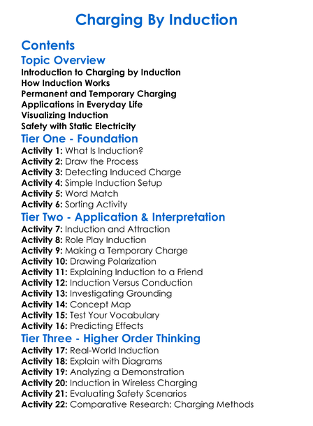 Charging By Induction Worksheet Activity Booklet