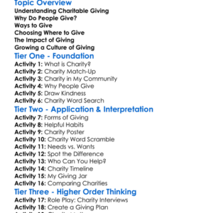 Charitable Giving Worksheet Activity Booklet