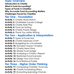 Charity And Fund Accounting Worksheet Activity Booklet