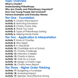 Charity And Philanthropy Worksheet Activity Booklet