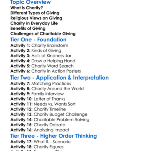 Charity And Religious Giving Worksheet Activity Booklet