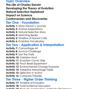 Charles Darwins Theory Worksheet Activity Booklet