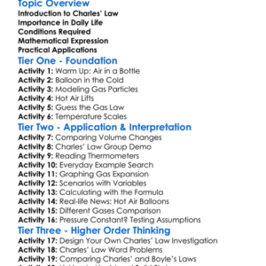 Charles Law Worksheet Activity Booklet
