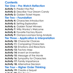 Charlie And The Chocolate Factory 2005 Worksheet Activity Booklet