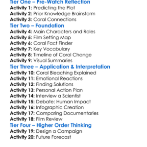 Chasing Coral 2017 Worksheet Activity Booklet