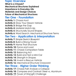 Chassis And Mechanical Structures Worksheet Activity Booklet