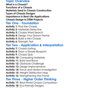 Chassis Design And Construction Worksheet Activity Booklet