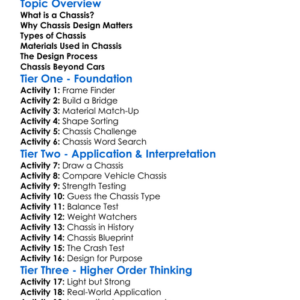 Chassis Design Worksheet Activity Booklet