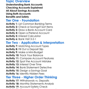 Checking And Savings Accounts Worksheet Activity Booklet