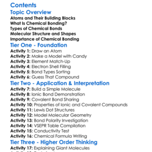 Chemical Bonding And Molecular Structure Worksheet Activity Booklet