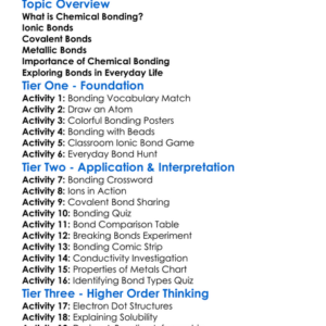 Chemical Bonding Introduction Worksheet Activity Booklet