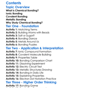 Chemical Bonding Ionic Covalent Metallic Worksheet Activity Booklet