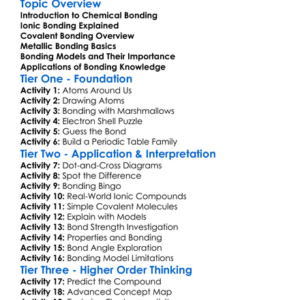 Chemical Bonding Models Worksheet Activity Booklet