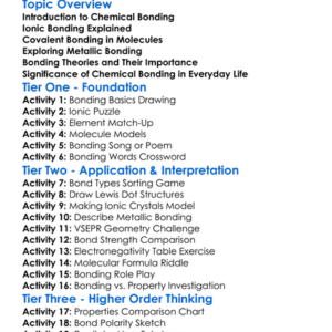 Chemical Bonding Theories Worksheet Activity Booklet