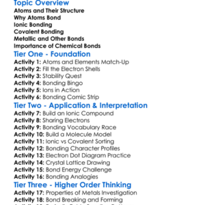 Chemical Bonding Worksheet Activity Booklet