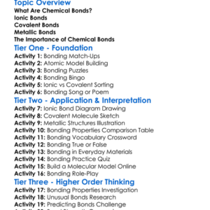 Chemical Bonds Worksheet Activity Booklet