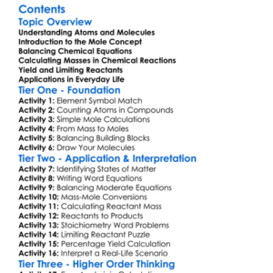 Chemical Calculations Stoichiometry Worksheet Activity Booklet