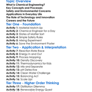 Chemical Engineering Fundamentals Worksheet Activity Booklet