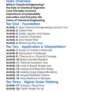 Chemical Engineering Principles Worksheet Activity Booklet