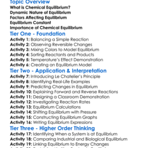 Chemical Equilibrium Worksheet Activity Booklet