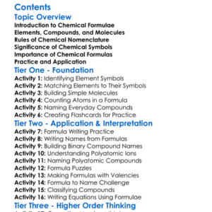 Chemical Formulae And Nomenclature Worksheet Activity Booklet