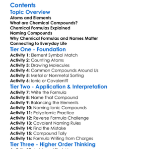 Chemical Formulas And Naming Compounds Worksheet Activity Booklet