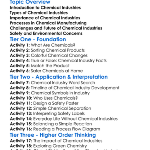 Chemical Industries Worksheet Activity Booklet