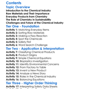 Chemical Industry And Everyday Applications Worksheet Activity Booklet