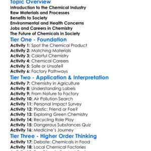 Chemical Industry And Society Worksheet Activity Booklet