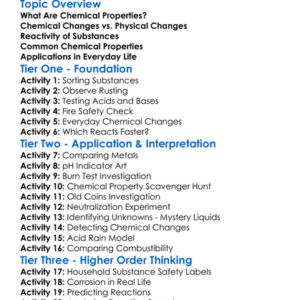 Chemical Properties Of Substances Worksheet Activity Booklet