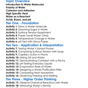 Chemical Properties Of Water Worksheet Activity Booklet