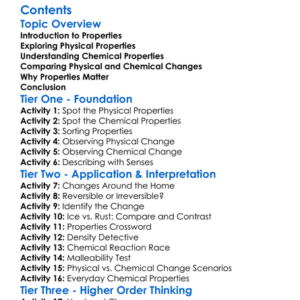Chemical Properties Vs Physical Properties Worksheet Activity Booklet