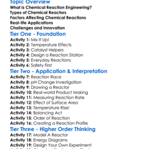 Chemical Reaction Engineering Worksheet Activity Booklet