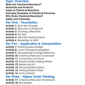 Chemical Reactions And Processes Worksheet Activity Booklet
