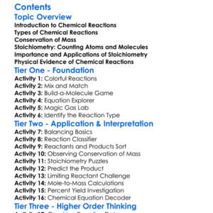 Chemical Reactions And Stoichiometry Worksheet Activity Booklet