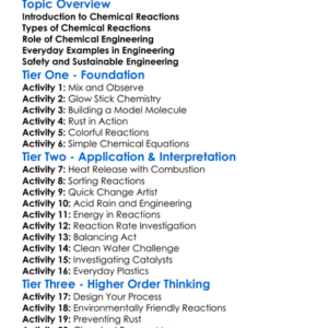 Chemical Reactions In Engineering Worksheet Activity Booklet