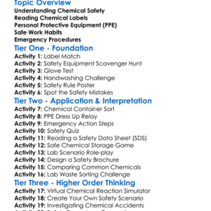 Chemical Safety And Handling Worksheet Activity Booklet