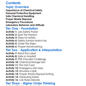 Chemical Safety And Laboratory Procedures Worksheet Activity Booklet