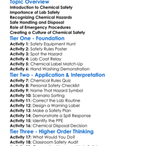 Chemical Safety Worksheet Activity Booklet