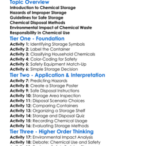 Chemical Storage And Disposal Worksheet Activity Booklet